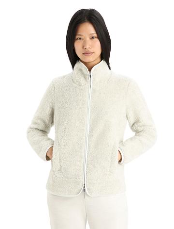 Dámské Mikiny S Kapucí Icebreaker RealFleece™ Merino High Pile Long Sleeve Zip Bílé | CZ 1284YXFU